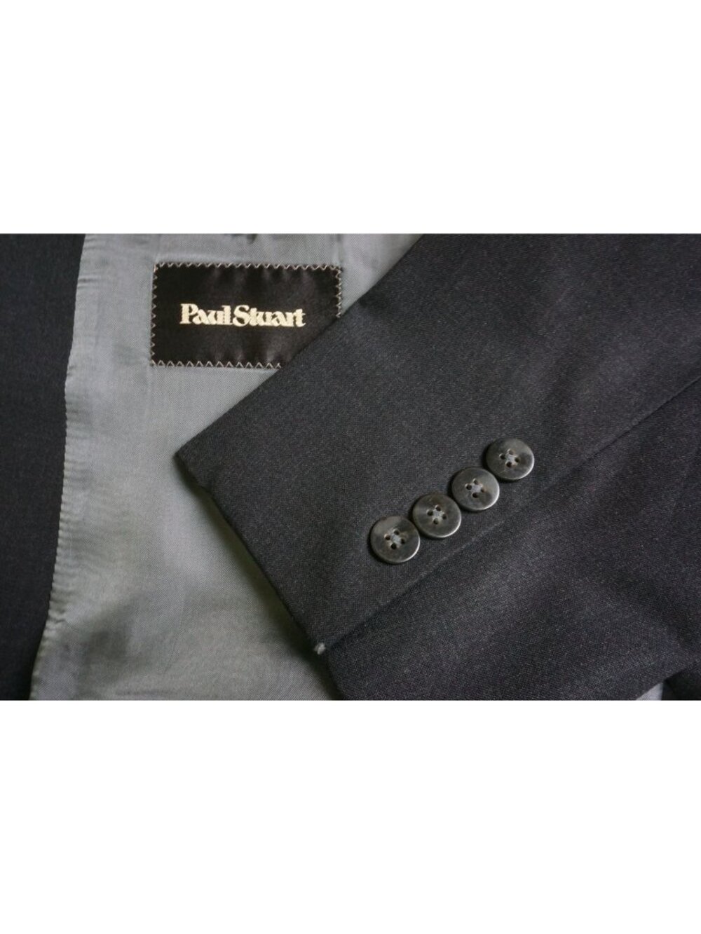 Paul Stuart Solid Gray Wool 2 Pc Suit Jacket Pants Sz 40S